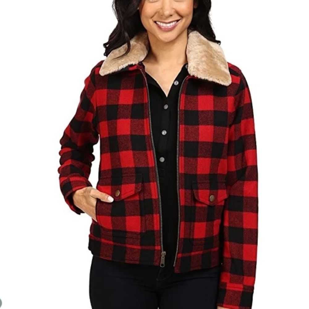Pendleton Rob Roy Aurora Coat Black/Red Plaid NWT